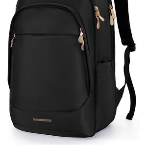 Black Backpack with Gold Accents